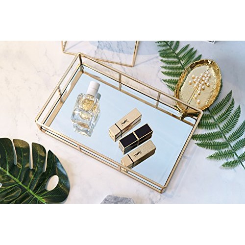 PuTwo Tray Mirror, Gold Mirror Tray Perfume Tray Mirror Vanity Tra...