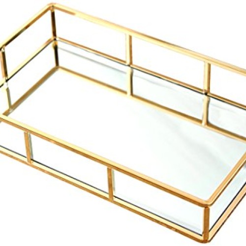 PuTwo Tray Mirror, Gold Mirror Tray Perfume Tray Mirror Vanity Tra...
