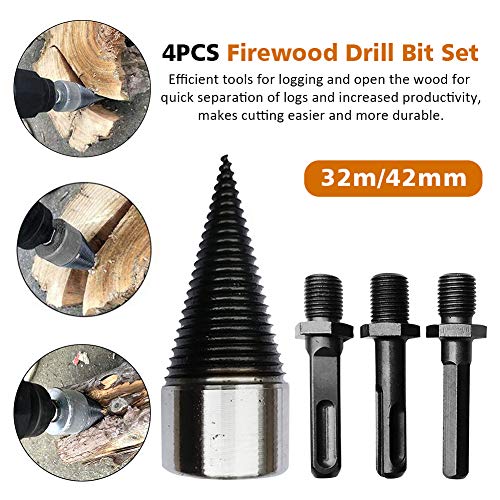 PUXING Splitting Wood Cone Drill Bit, Splitting Wood Cone Drill Bi...