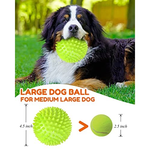 Pweituoet 4.5” Heavy Duty Squeaky Dog Balls for Medium Large Dogs,...