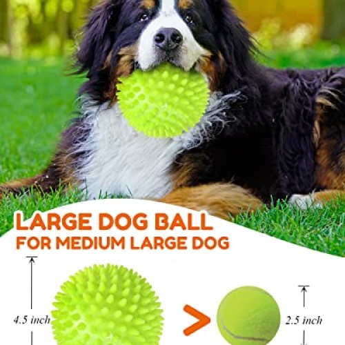Pweituoet 4.5” Heavy Duty Squeaky Dog Balls for Medium Large Dogs,...