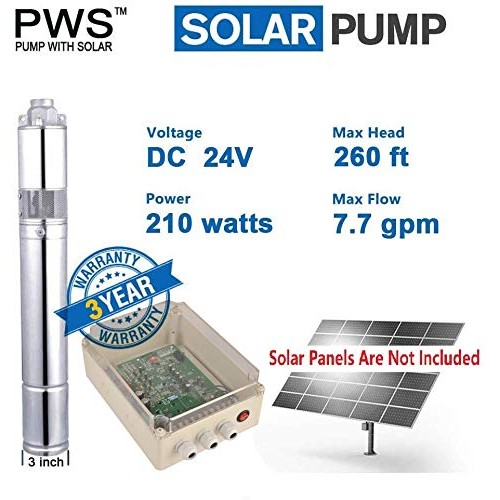 PWS Stainless 316 Solar Water Pump Kit, Solar Borehole Pump,, JS3-...