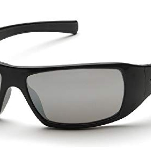 Pyramex Goliath Safety Eyewear, Black Frame, Silver Mirror Lens