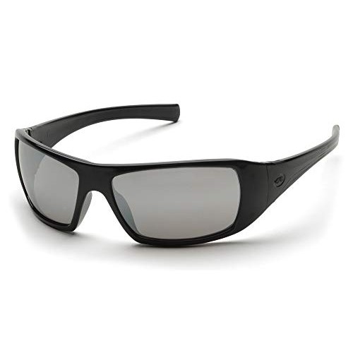 Pyramex Goliath Safety Eyewear, Black Frame, Silver Mirror Lens