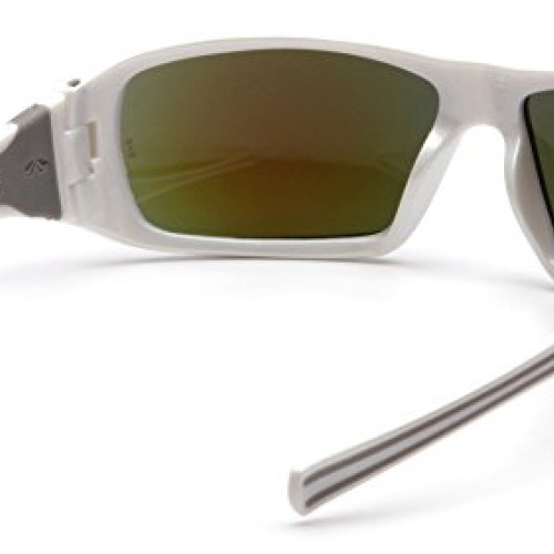 Pyramex Goliath Safety Eyewear, White Frame, Ice Blue Mirror Lens