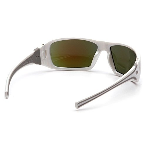 Pyramex Goliath Safety Eyewear, White Frame, Ice Blue Mirror Lens