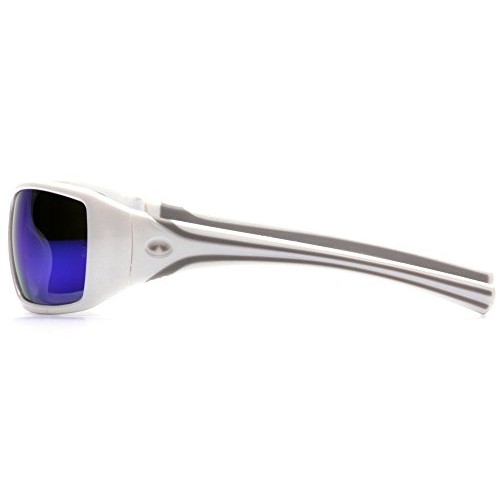 Pyramex Goliath Safety Eyewear, White Frame, Ice Blue Mirror Lens