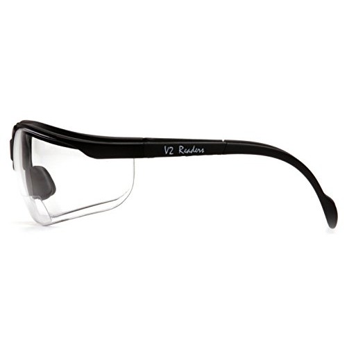 Pyramex V2 Readers Safety Eyewear, Clear +1.5 Lens With Black Frame