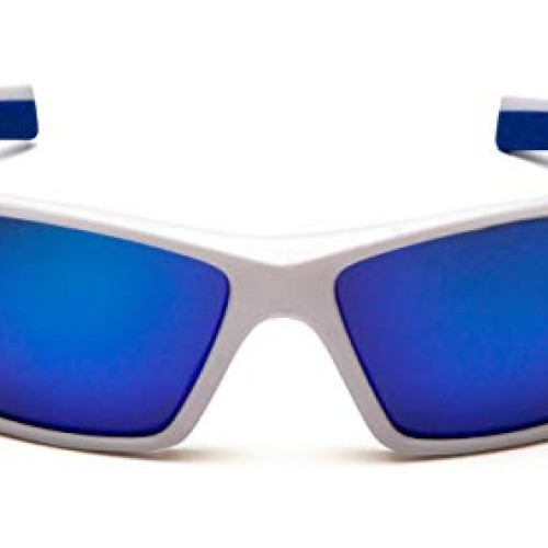 Pyramex Velar Safety Glasses, White-Blue Frame/Ice Blue Mirror Lens