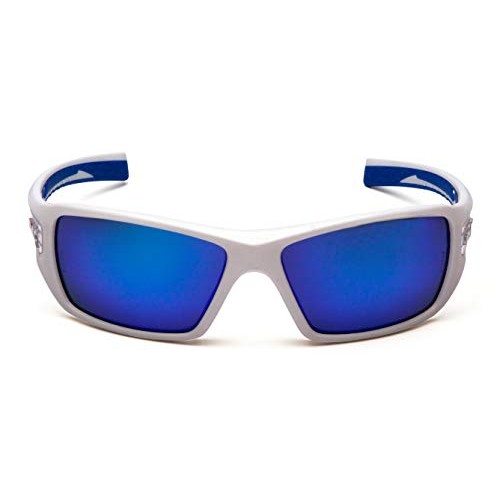 Pyramex Velar Safety Glasses, White-Blue Frame/Ice Blue Mirror Lens