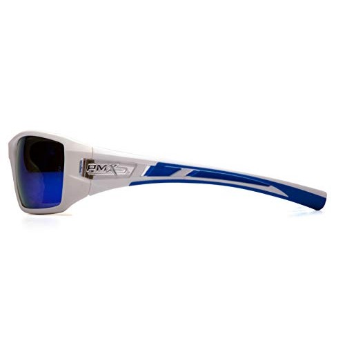 Pyramex Velar Safety Glasses, White-Blue Frame/Ice Blue Mirror Lens
