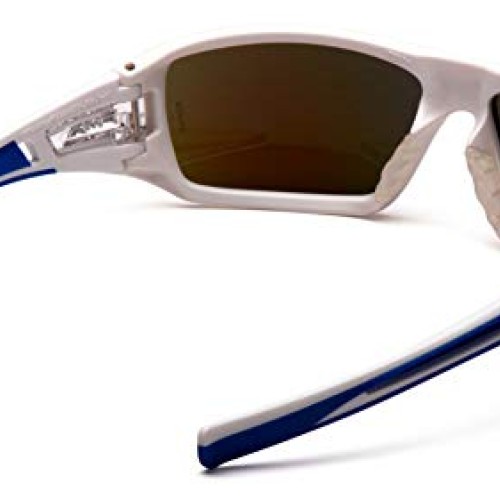 Pyramex Velar Safety Glasses, White-Blue Frame/Ice Blue Mirror Lens