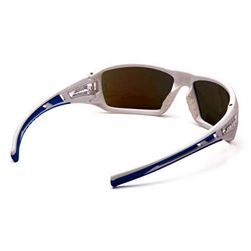 Pyramex Velar Safety Glasses, White-Blue Frame/Ice Blue Mirror Lens
