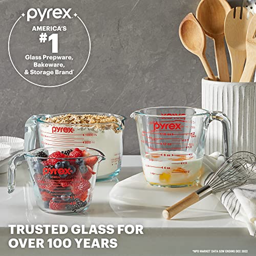 Pyrex 4-Cup Glass Measuring Cup For Baking and Cooking, Dishwasher...