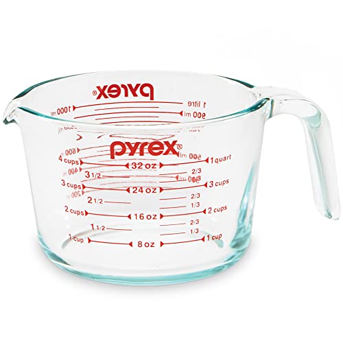 Pyrex 4-Cup Glass Measuring Cup For Baking and Cooking, Dishwasher...