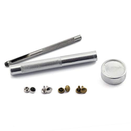 PZRT 100 Sets 6mm Double Cap Rivets with Tools for Leather Craft R...