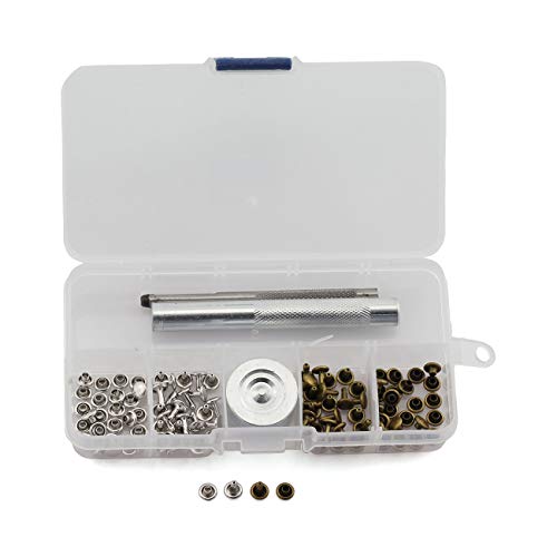 PZRT 100 Sets 6mm Double Cap Rivets with Tools for Leather Craft R...