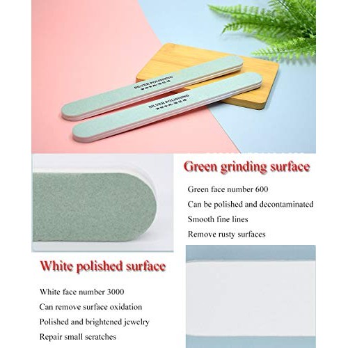 PZRT 2pcs Rectangle Plastic Silver Polishing Stick Double-Sided Cl...