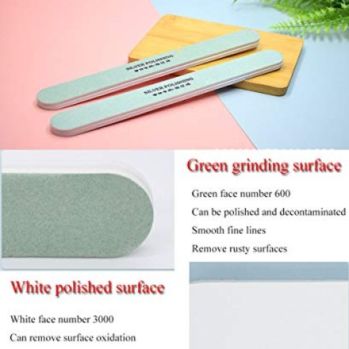 PZRT 2pcs Rectangle Plastic Silver Polishing Stick Double-Sided Cl...