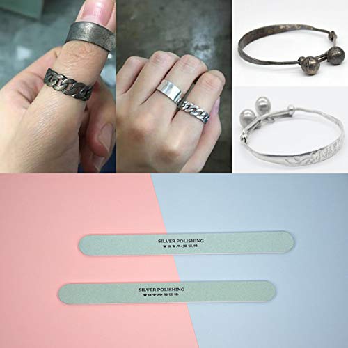 PZRT 2pcs Rectangle Plastic Silver Polishing Stick Double-Sided Cl...