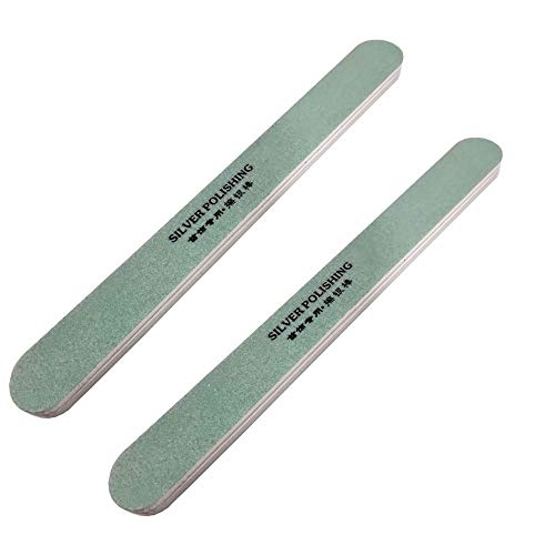 PZRT 2pcs Rectangle Plastic Silver Polishing Stick Double-Sided Cl...