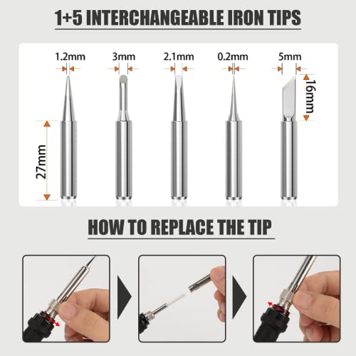 Soldering Iron Kit, 60W Soldering Iron with Interchangeable Iron T...