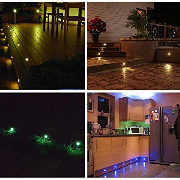 QACA 20pcs Low Voltage LED Deck Lights Kits Multi-Color RGB Stainl...