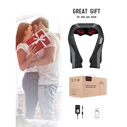 Shiatsu Back Neck and Shoulder Massager with Adjustable Heat and S...