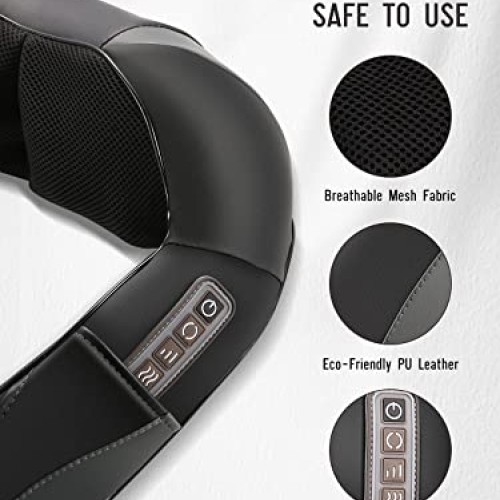 Shiatsu Back Neck and Shoulder Massager with Adjustable Heat and S...