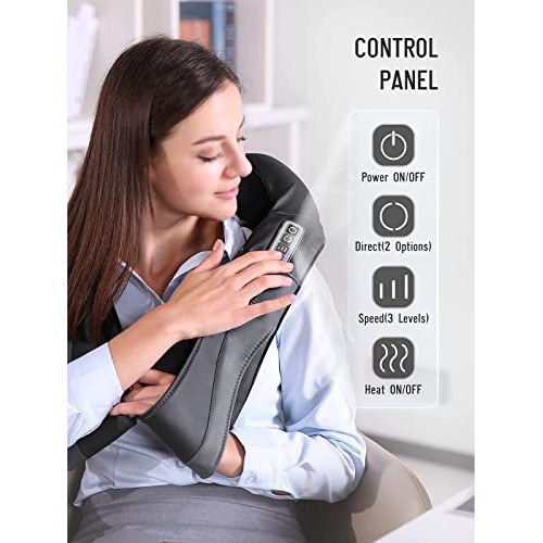 Shiatsu Back Neck and Shoulder Massager with Adjustable Heat and S...