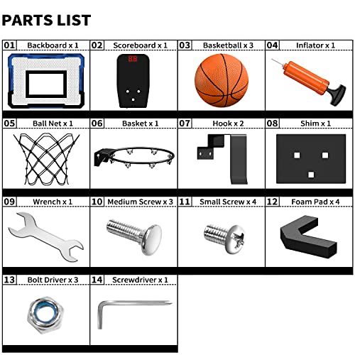 QDRAGON Mini Basketball Hoop, Over The Door Basketball Hoop Indoor...