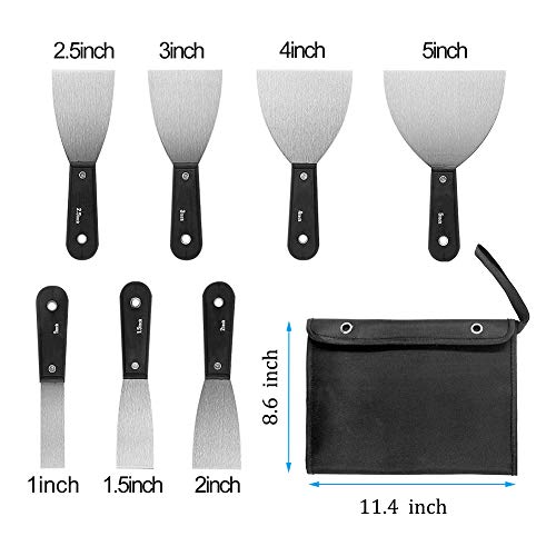 7 PCS Drywall Tools, Putty Knife Set, 50# Steel Drywall Knife, Scr...