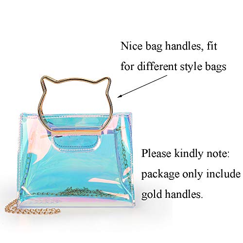 2Pcs Dia. 10cm/4 Cat Shape DIY Craft Bag Metal Handles Frame, Gold