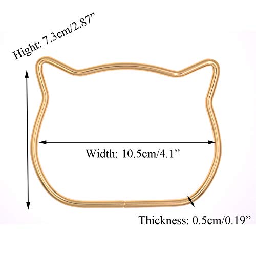 2Pcs Dia. 10cm/4 Cat Shape DIY Craft Bag Metal Handles Frame, Gold