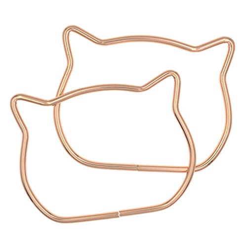 2Pcs Dia. 10cm/4 Cat Shape DIY Craft Bag Metal Handles Frame, Gold
