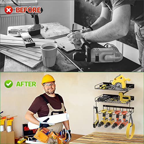 QEWEEQ Power Tool Organizer Wall Mount, Cordless Drill Storage Rac...