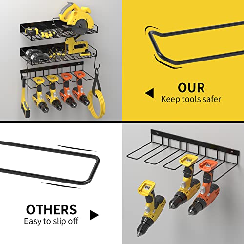 QEWEEQ Power Tool Organizer Wall Mount, Cordless Drill Storage Rac...