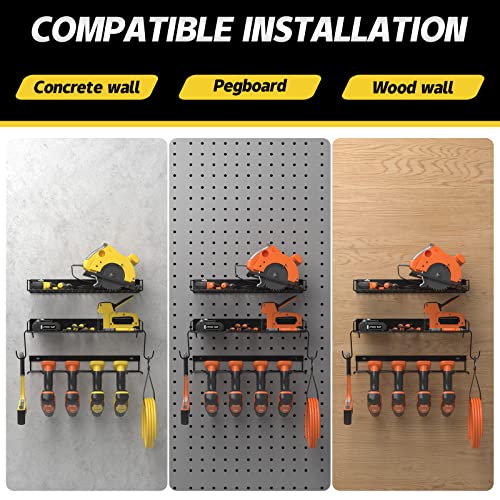 QEWEEQ Power Tool Organizer Wall Mount, Cordless Drill Storage Rac...