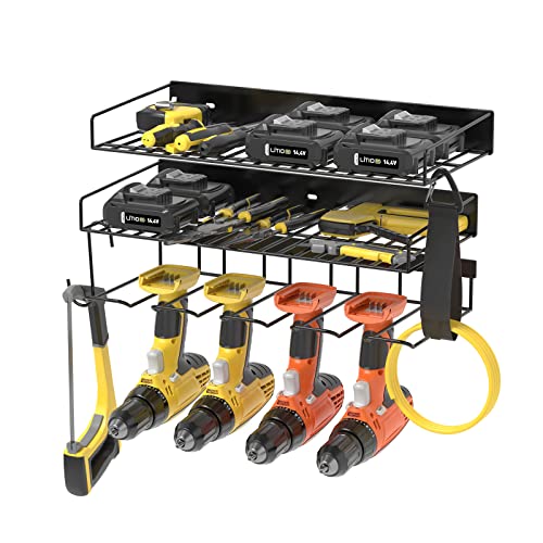 QEWEEQ Power Tool Organizer Wall Mount, Cordless Drill Storage Rac...