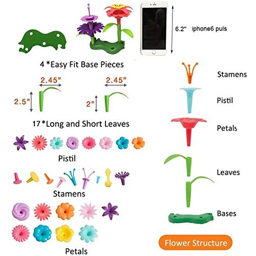 QHTOY DHSM Childrens Toy Set Flower Building Toy Garden Building ...