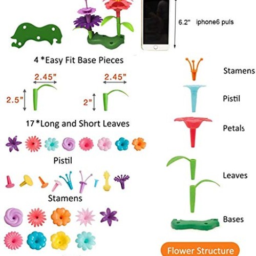 QHTOY DHSM Childrens Toy Set Flower Building Toy Garden Building ...