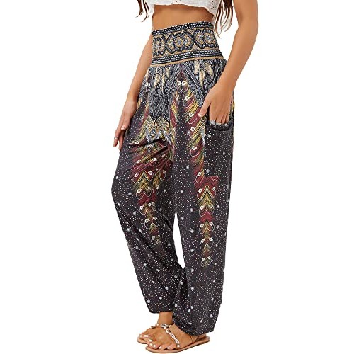 QIANXIZHAN Womens Harem Pants, High Waist Yoga Boho Trousers with...
