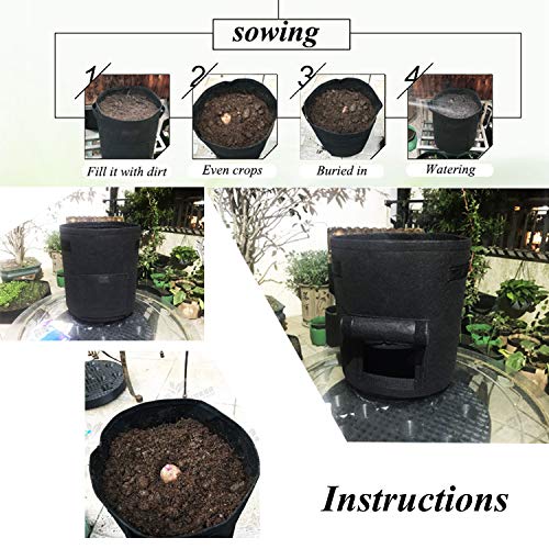 Qingsm 2 Pack Potato Grow Bags with Handles,Vegetable Planting Pouch