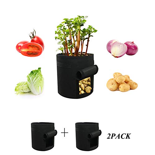 Qingsm 2 Pack Potato Grow Bags with Handles,Vegetable Planting Pouch