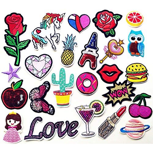 Qingxi Charm 24pcs Assorted Styles Sewing on/Iron on Embroidered P...