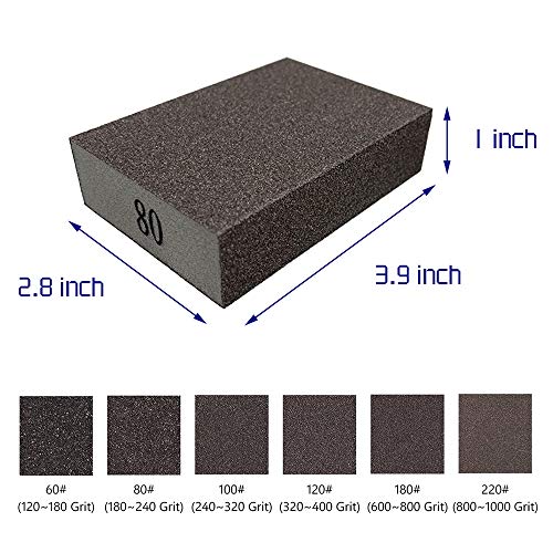 12 Pack Sanding Sponges,60 80 100 120 180 220 Sanding Block Coarse...
