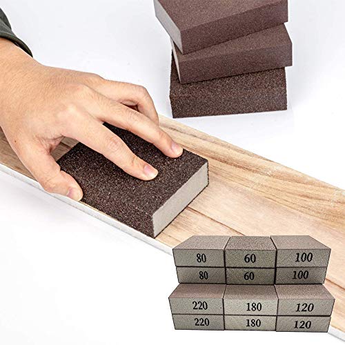 12 Pack Sanding Sponges,60 80 100 120 180 220 Sanding Block Coarse...
