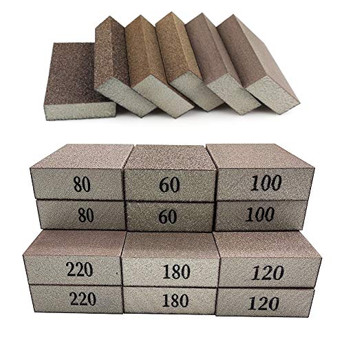 12 Pack Sanding Sponges,60 80 100 120 180 220 Sanding Block Coarse...