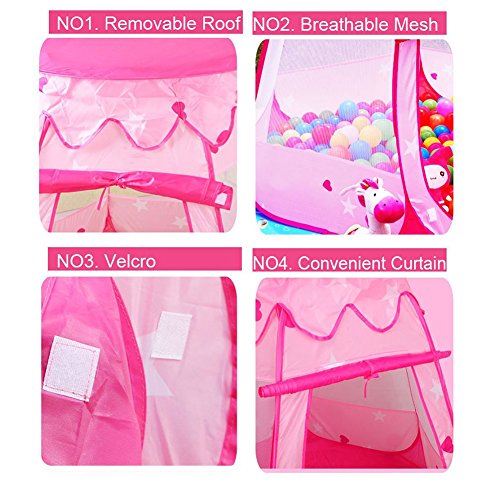 Childrens six-sided tent Princess Play Ball Pit Outdoor Indoor Ga...