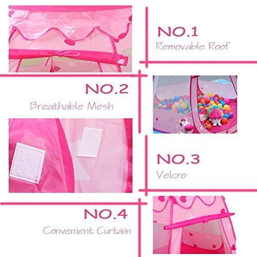 Childrens six-sided tent Princess Play Ball Pit Outdoor Indoor Ga...